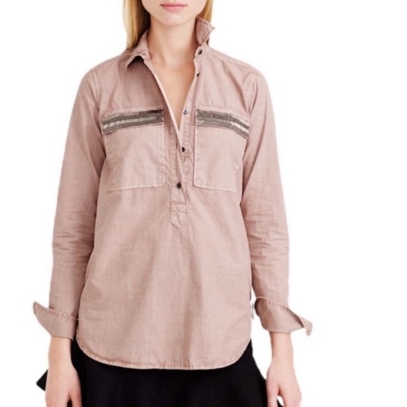 J. Crew Tops - J. Crew Pink Embellished Button‎ Down